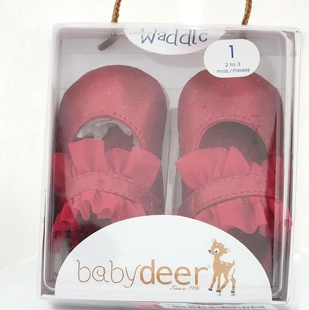 Girls Baby Deer Red Infant Bella Crib Shoes
